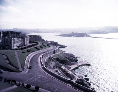 The Sound, Royal Citadel, and Mount Edgecumbe, Plymouth, Devon, c1955.   Creator: Arthur Charles Kirby Ware.