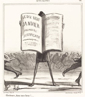 Électeurs, dans mes bras!..., 1869. Creator: Honore Daumier.