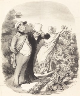 Allons bon!... voilà que'elle me cueille une rose..., 1846. Creator: Honore Daumier.