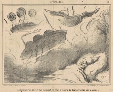 L'Ingénieur du Leviathan trouvant, en rêve, ..., 19th century. Creator: Honore Daumier.