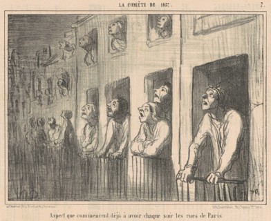 Aspect que commencent déjà à avoir chaque soir les rues de Paris, 1857.  Creator: Honore Daumier.