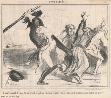 Manière dont le Prince Menschikoff reçoit les commerçants russes..., 19th century. Creator: Honore Daumier.