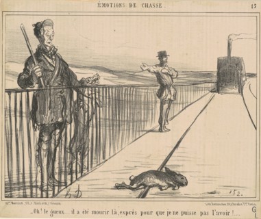 Oh! le gueux...il a été mourir là, exprès pour que je ne puisse pas l'avoir!, 19th century. Creator: Honore Daumier.