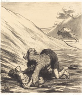 L' âne et les deux voleurs, 1862. Creator: Honore Daumier.