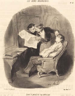 Quand le journal est trop intéressant, 1846. Creator: Honore Daumier.