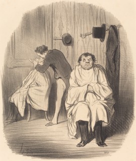 Diable!... diable!.... il parait que le rasoir n'est guère bon..., 1847. Creator: Honore Daumier.