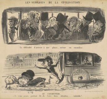 La difficulté d'arriver à une place, même en ommibus, 19th century. Creator: Honore Daumier.