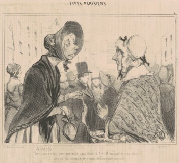Tiens vous v'là, qué que vous avez donc là?, 19th century. Creator: Honore Daumier.
