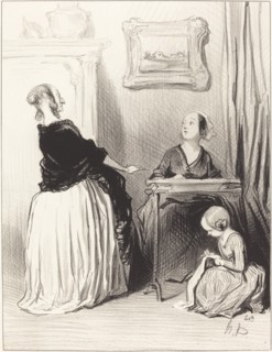 Ah! ma chère, quelle singulière éducation vous donnez a votre fille?..., 1844. Creator: Honore Daumier.