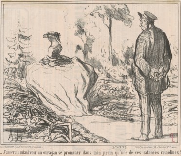 J'aimerais autant voir un ouragan se promener dans mon jardin qu'une de ces..., September 9, 1857. Creator: Honore Daumier.