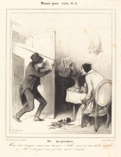 Un quiproquo - Vous vous trompez, vous vous trompez! Allez vous en au diable sacrebleu!, 1838. Creator: Honore Daumier.