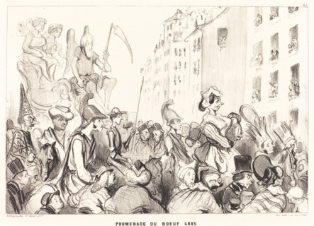 Promenade du Boeuf Gras, 1839. Creator: Honore Daumier.