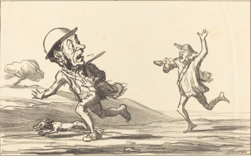 Allons bon!... il paraît que je suis encore sur une chasse réservée!, 1864. Creator: Honore Daumier.