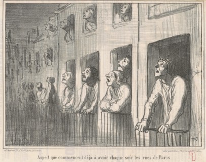 Aspect que commencent déjà à avoir chaque soir les rues de Paris, 1857. Creator: Honore Daumier.