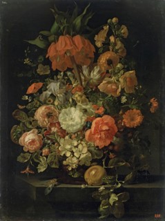 Flowers, 1730. Creators: Jan van Huysum, Rachel Ruysch.