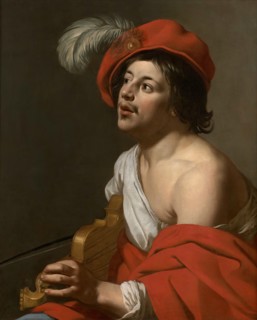 Young man tuning his violin, 1630. Creator: Jan van Bijlert.