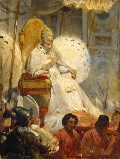 Ceremonial Carrying of Pope Pius VIII into St Peter's Cathedral in 1829, (1829/1830). Creator: Emile Jean-Horace Vernet.