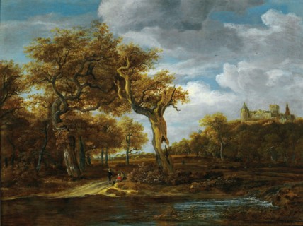 Wooded Landscape with the Castle of Bentheim, 1655. Creators: School of Jacob Isaacksz van Ruisdael, Meindert Hobbema.