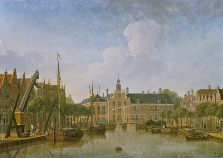 The Bierkade and Groenewegje at The Hague seen towards the Spui, 1760. Creator: Jan ten Compe.