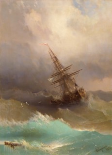 Ship Amid the Stormy Sea, 1887. Creator: Ivan Aivazovsky.