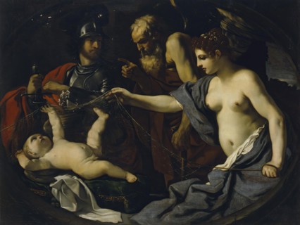 Chronos, Mars, Cupid and Venus, (copy), c17th century. Creator: Workshop of Guercino.