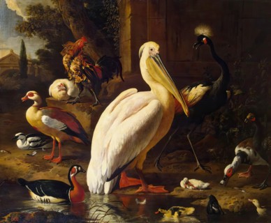 Birds in a Park, 1686. Creator: Melchior d'Hondecoeter.