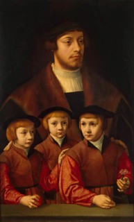 Portrait of a Man and His Three Sons, late 1530s-early 1540s. Creator: Bartholomaeus Bruyn the Elder.