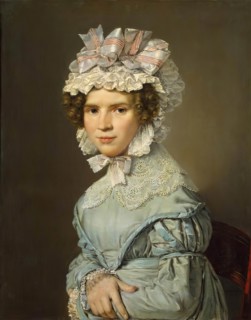 Portrait of a Lady in Blue Dress, 1824. Creator: Christian Albrecht Jensen.