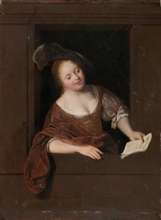 Young Woman Singing at a Window, 1668. Creator: Jacob Ochtervelt.