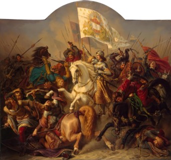 Joan of Arc in Battle (Central Part of ''The Life of Joan of Arc'' Triptych), 1843. Creator: Richard Stilke.