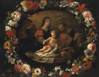 Holy Family within the Garland of Flowers, 1650. Creators: Nicolas Loir, Jean-Baptisite Monnoyer.