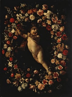 Angel Framed with a Wreath of Flowers, 1650. Creator: Jan Philips van Thielen.