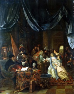 Esther before Ahasuerus, 1660. Creator: Jan Steen.