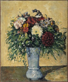 Flowers in a blue vase, 1874. Creator: Paul Cezanne.