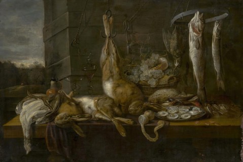 Still life of dead game, 1657. Creator: Peeter van den Bemden.