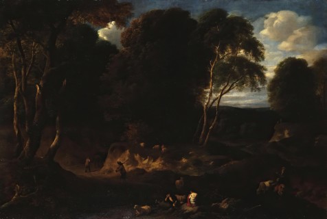 Forest Landscape with Human Figures, 1672. Creator: Cornelis Huysmans.