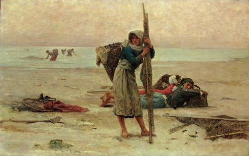 Oyster catching, 1884. Creator: Pierre Billet.