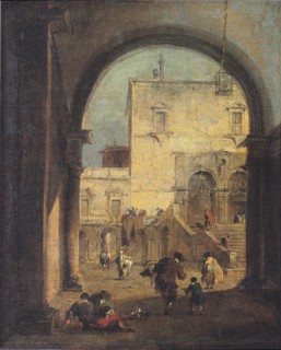 Venetian Capriccio: View of a Square and a Palace, 1750. Creator: Francesco Guardi.
