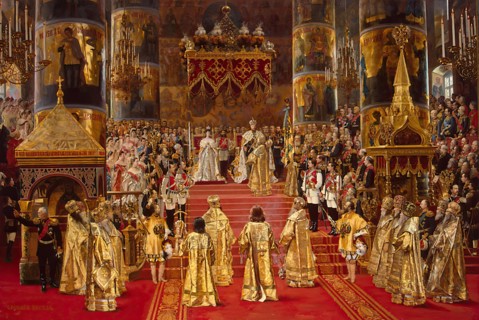 The Coronation of Empreror Alexander III and Empress Maria Feodorovna, 1888. Creator: Georges Becker.