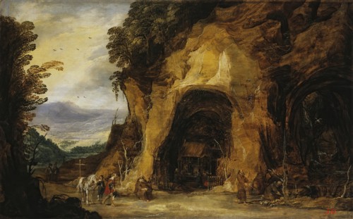 Monks in a Grotto, 1625. Creators: Joos de Momper, the younger, Hans Jordaens III.