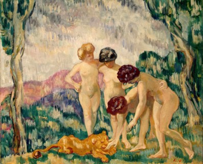 Girls Playing with a Lion Cub, 1905. Creator: Louis Valtat.
