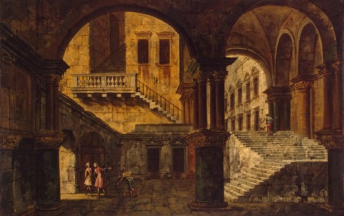 Courtyard with a Staircase, 1735. Creator: Michele Marieschi.