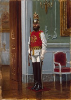 Sentry of the Life-Guards Horse Regiment in the Winter Palace, 1889. Creator: Narkiz Nikolaevich Bunin.