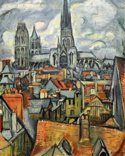 Roofs and Cathedral in Rouen, 1908. Creator: Othon Friesz.