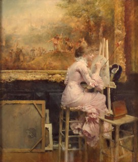 Watercolourist in the Louvre, 1891. Creator: Pascal Adolphe Jean Dagnan-Bouveret.