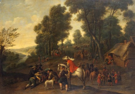 Halt of Horsemen in a Forest, 1657. Creator: Pieter Snayers.