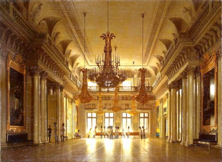 View of the Fieldmarshals' Hall in the Winter Palace, 1836. Creator: Sergey Zaryenko.