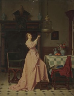 Lady with a Canary, 1871. Creator: Antoon Francois Heyligers.