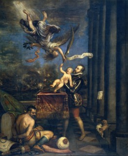 Philip II offering the Infante don Fernando to the Heavens, between c1573 and c1575. Creator: Titian.