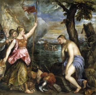 Religion saved by Spain, between 1572 and 1575. Creator: Titian.